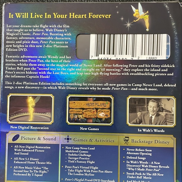 New Unopened Peter Pan DVD Platinum Edition 2007 - Picture 8 of 12